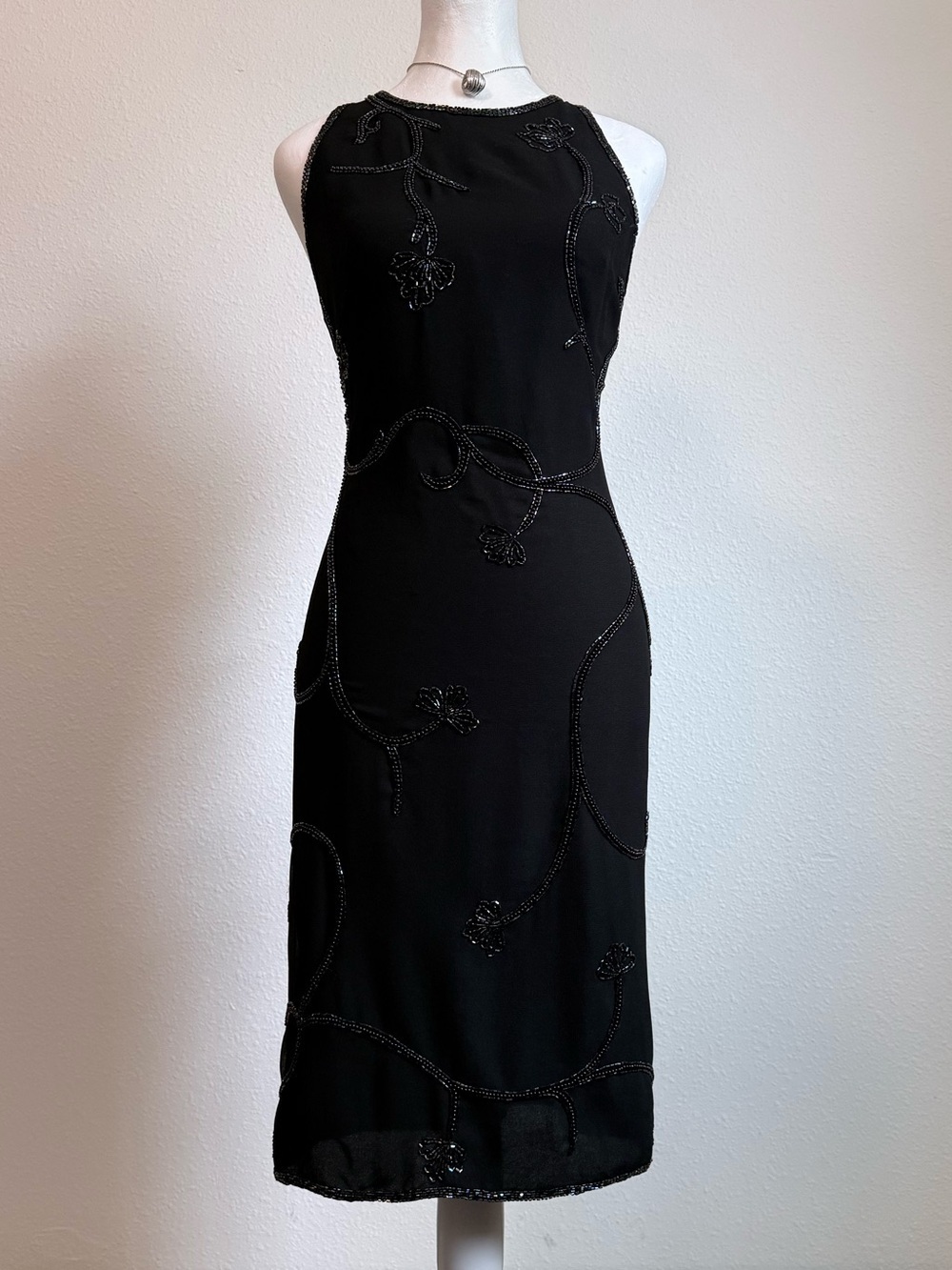 JMD 90s Vintage Beaded High Neck Midi Dress Fairy Whimsygoth Feminine